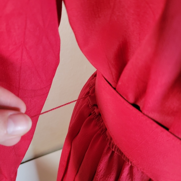 Vntg Leslie Fay Petites USA Made Button front Pleated Skirt Red dress Size 12 - Picture 5 of 13